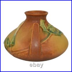 Roseville Thornapple Brown 1937 Art Deco Pottery Ceramic Squat Vase 808-4