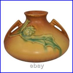 Roseville Thornapple Brown 1937 Art Deco Pottery Ceramic Squat Vase 808-4