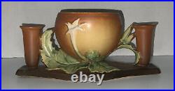 Roseville Thornapple Centerpiece Brown 1937 Vintage Art Deco Pottery Ceramic 313