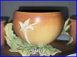 Roseville Thornapple Centerpiece Brown 1937 Vintage Art Deco Pottery Ceramic 313