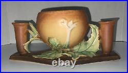 Roseville Thornapple Centerpiece Brown 1937 Vintage Art Deco Pottery Ceramic 313