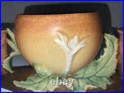 Roseville Thornapple Centerpiece Brown 1937 Vintage Art Deco Pottery Ceramic 313