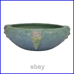 Roseville Topeo Blue 1934 Vintage Art Deco Pottery Ceramic Buttressed Bowl 247-5