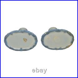 Roseville Tourmaline Blue 1933 Vintage Art Pottery Ceramic Candle Holders 1089-4