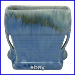 Roseville Tourmaline Blue 1933 Vintage Art Pottery Ceramic Pillow Vase A-65-6