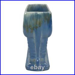 Roseville Tourmaline Blue 1933 Vintage Art Pottery Ceramic Pillow Vase A-65-6