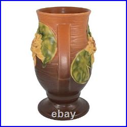 Roseville Water Lily Brown 1943 Vintage Art Pottery Handled Ceramic Vase 78-9