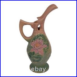 Roseville Water Lily Pink 1943 Vintage Art Deco Pottery Ceramic Ewer 12-15