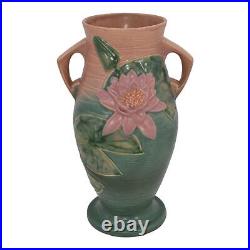 Roseville Water Lily Pink 1943 Vintage Art Deco Pottery Ceramic Floor Vase 85-18