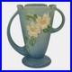 Roseville White Rose Blue 1940 Mid Century Modern Art Pottery Ceramic Vase 982-7