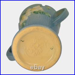 Roseville White Rose Blue 1940 Mid Century Modern Art Pottery Ceramic Vase 982-7