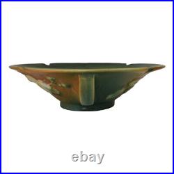 Roseville White Rose Brown Green 1940 Vintage Art Pottery Ceramic Bowl 390-8