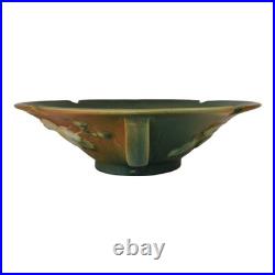 Roseville White Rose Brown Green 1940 Vintage Art Pottery Ceramic Bowl 390-8