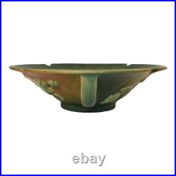 Roseville White Rose Brown Green 1940 Vintage Art Pottery Ceramic Bowl 390-8