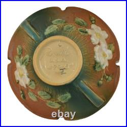 Roseville White Rose Brown Green 1940 Vintage Art Pottery Ceramic Bowl 390-8