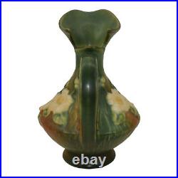Roseville White Rose Brown Green 1940 Vintage Art Pottery Ceramic Ewer 981-6