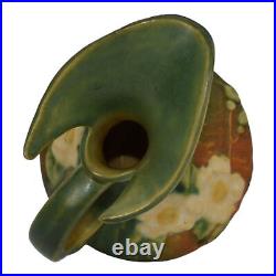 Roseville White Rose Brown Green 1940 Vintage Art Pottery Ceramic Ewer 981-6