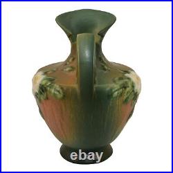 Roseville White Rose Brown Green 1940 Vintage Art Pottery Ceramic Ewer 990-10