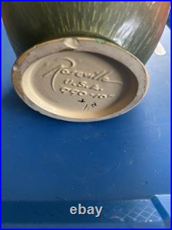 Roseville White Rose Brown Green 1940 Vintage Art Pottery Ceramic Ewer 990-10