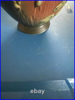 Roseville White Rose Brown Green 1940 Vintage Art Pottery Ceramic Ewer 990-10