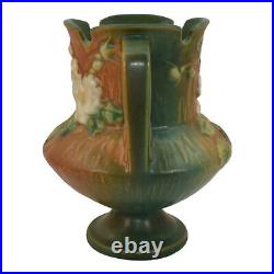 Roseville White Rose Brown Green 1940 Vintage Art Pottery Ceramic Vase 146-6