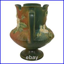 Roseville White Rose Brown Green 1940 Vintage Art Pottery Ceramic Vase 146-6