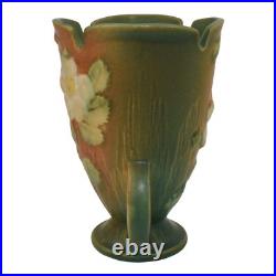 Roseville White Rose Brown Green 1940 Vintage Art Pottery Ceramic Vase 980-6 Roseville White Rose Brown Green 1940 Vintage Art Pottery Ceramic Vase 980-6