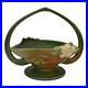 Roseville White Rose Green 1940 Vintage Art Pottery Ceramic Basket 362-8