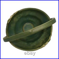 Roseville White Rose Green 1940 Vintage Art Pottery Ceramic Basket 362-8
