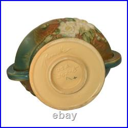 Roseville White Rose Green 1940 Vintage Art Pottery Ceramic Basket 362-8