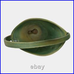 Roseville White Rose Green 1940 Vintage Art Pottery Ceramic Basket 364-12