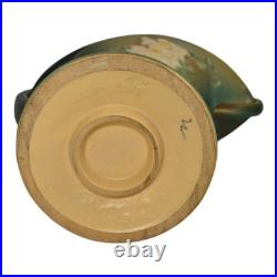 Roseville White Rose Green 1940 Vintage Art Pottery Ceramic Basket 364-12