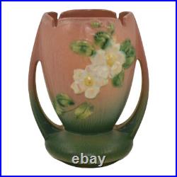Roseville White Rose Pink 1940 Mid Century Modern Art Pottery Ceramic Vase 983-7