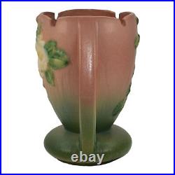 Roseville White Rose Pink 1940 Mid Century Modern Art Pottery Ceramic Vase 983-7