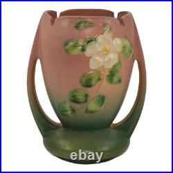Roseville White Rose Pink 1940 Mid Century Modern Art Pottery Ceramic Vase 983-7