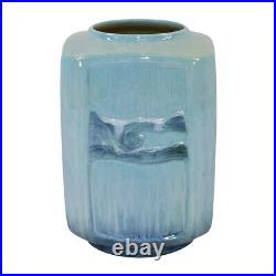 Roseville Wincraft 1948 Vintage Art Deco Pottery Blue Ceramic Vase 274-7