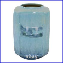 Roseville Wincraft 1948 Vintage Art Deco Pottery Blue Ceramic Vase 274-7