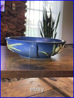Roseville Zephyr Lily Blue 1946 Vintage Art Pottery Ceramic Bowl 472-6
