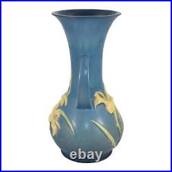Roseville Zephyr Lily Blue 1946 Vintage Art Pottery Handled Ceramic Vase 137-10