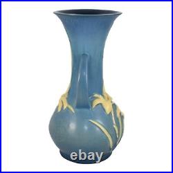 Roseville Zephyr Lily Blue 1946 Vintage Art Pottery Handled Ceramic Vase 137-10