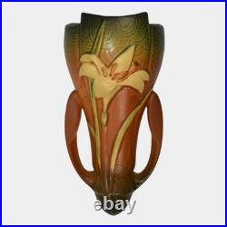 Roseville Zephyr Lily Brown 1946 Vintage Art Pottery Ceramic Wall Pocket 1297-8