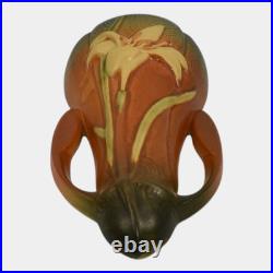 Roseville Zephyr Lily Brown 1946 Vintage Art Pottery Ceramic Wall Pocket 1297-8 Roseville Zephyr Lily Brown 1946 Vintage Art Pottery Ceramic Wall Pocket 1297-8