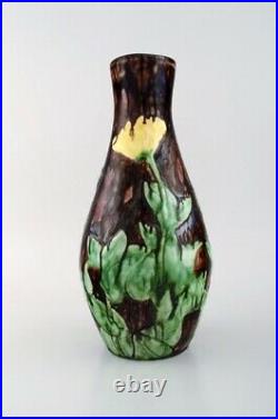 Roskilde Lervarefabrik, Denmark. Large Art Nouveau vase in glazed ceramics
