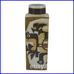 Royal Copenhagen Faience Art Pottery Birds Square Ceramic Vase 805 3259 Gerber
