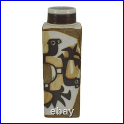 Royal Copenhagen Faience Art Pottery Birds Square Ceramic Vase 805 3259 Gerber
