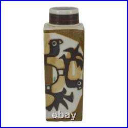 Royal Copenhagen Faience Art Pottery Birds Square Ceramic Vase 805 3259 Gerber