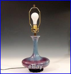 Royal Haeger Hickman Blue Purple Flambe Glaze Art Deco Pottery Vase Lamp Vintage