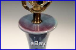 Royal Haeger Hickman Blue Purple Flambe Glaze Art Deco Pottery Vase Lamp Vintage