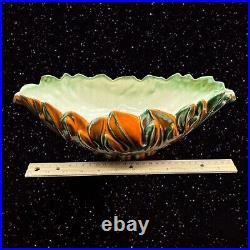 Royal Haeger Large Centerpiece Planter Vase Ceramic Orange Green Vintage Bowl
