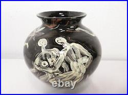 SIGNED Vtg ABSTRACT PAINTED NUDE STUDIO ART POTTERY VASE Mid Century MODERNIST